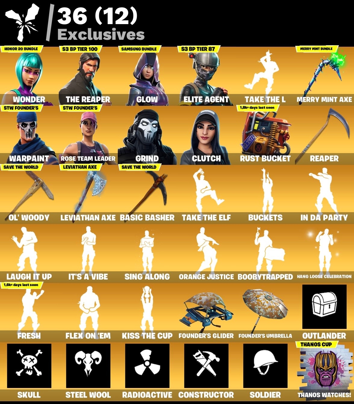 Fortnite Account - Wonder - Minty Spitzhacke - Leviathan Spitzhacke - S3 Battelpass - Glow - Fresh Tanz - 164 Skins