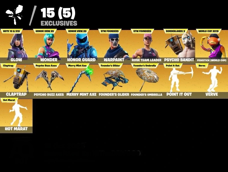 Fortnite Account - Wonder - Honor Guard - Psycho Bandit - Minty Spitzhacke - 139 Skins