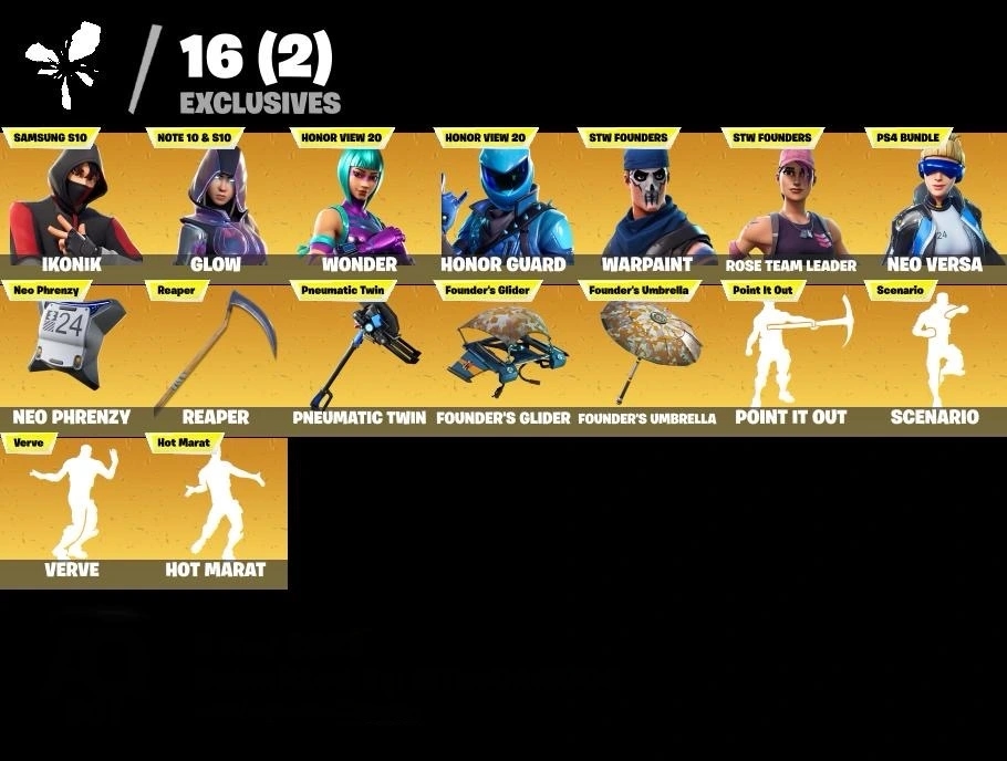 Fortnite Account - Wonder - Ikonik - Honor Guard - Glow - Verve - 120 Skins